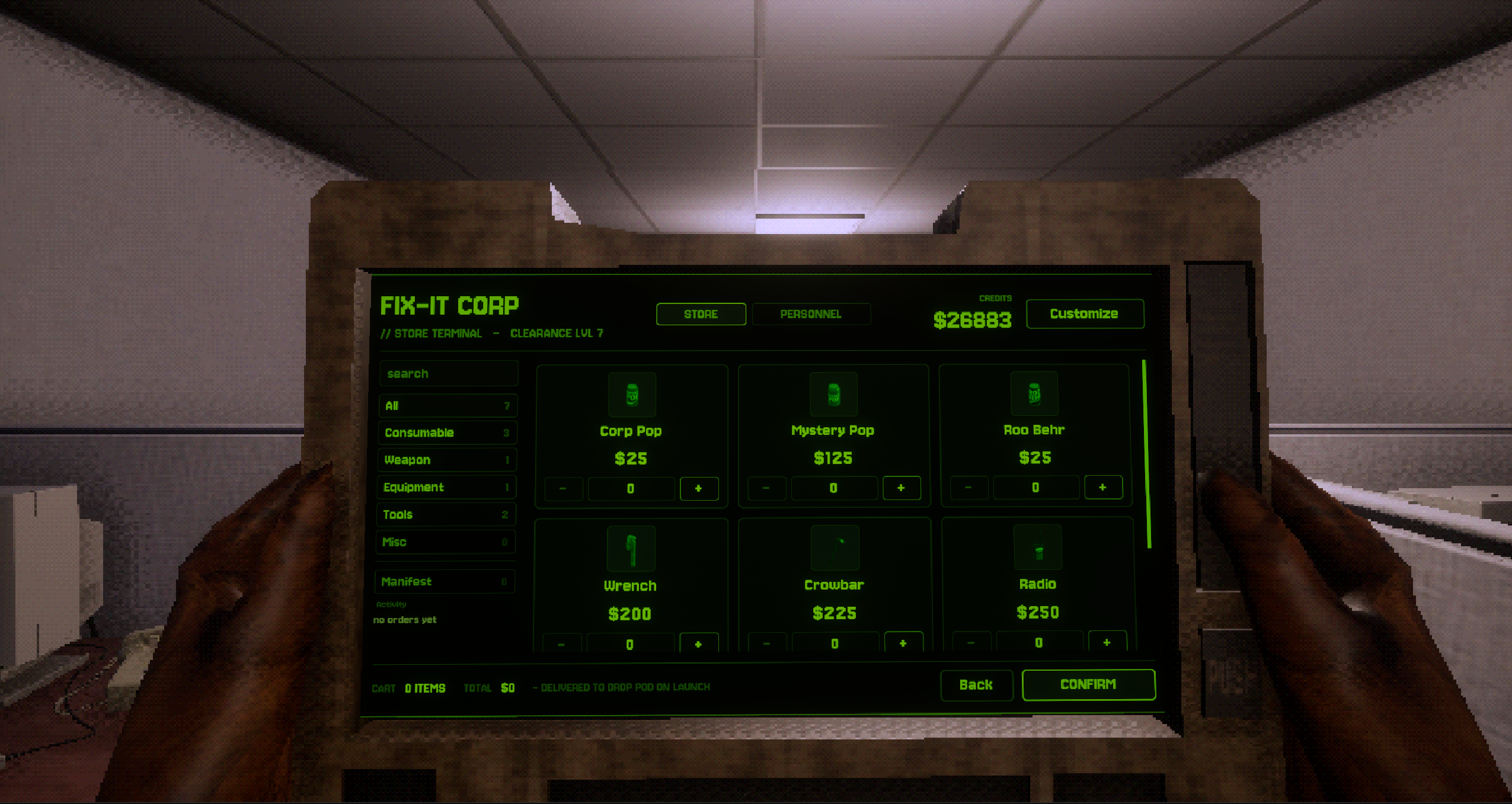 Company tablet showing the Fix-It Corp store terminal